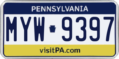 PA license plate MYW9397