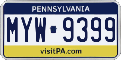 PA license plate MYW9399