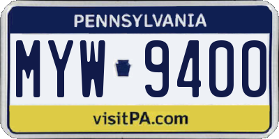 PA license plate MYW9400