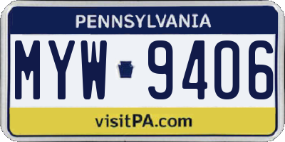 PA license plate MYW9406