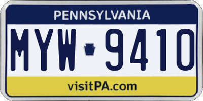 PA license plate MYW9410