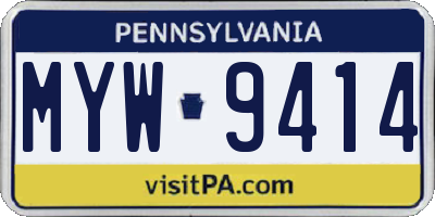 PA license plate MYW9414