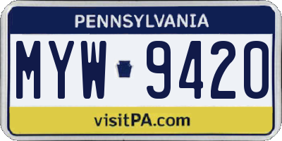 PA license plate MYW9420
