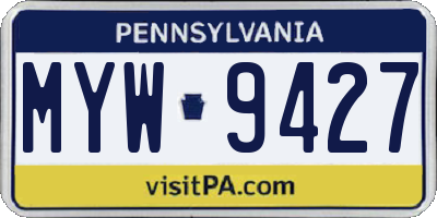 PA license plate MYW9427