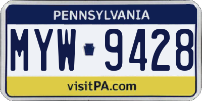 PA license plate MYW9428