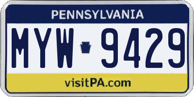 PA license plate MYW9429
