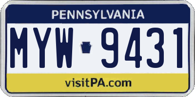 PA license plate MYW9431