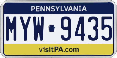 PA license plate MYW9435