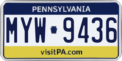 PA license plate MYW9436