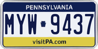 PA license plate MYW9437
