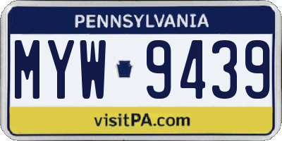 PA license plate MYW9439