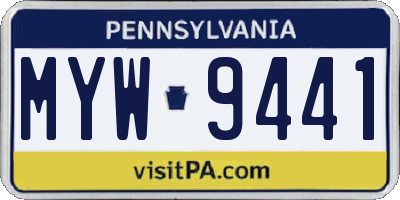 PA license plate MYW9441