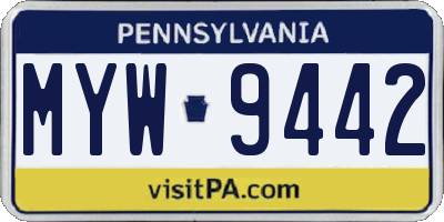 PA license plate MYW9442