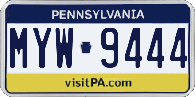 PA license plate MYW9444