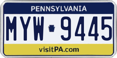 PA license plate MYW9445