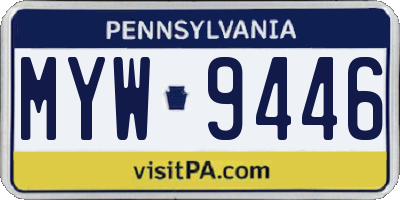 PA license plate MYW9446