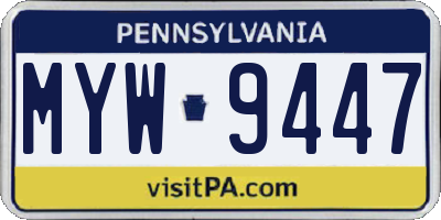 PA license plate MYW9447