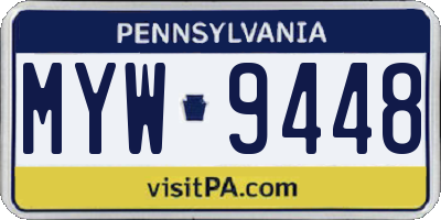 PA license plate MYW9448
