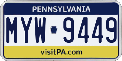 PA license plate MYW9449