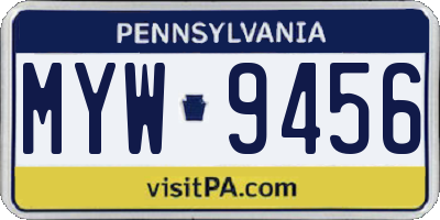 PA license plate MYW9456