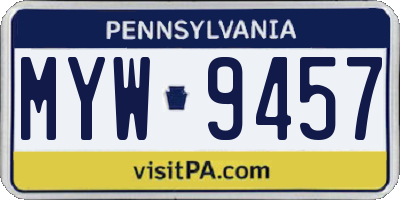 PA license plate MYW9457