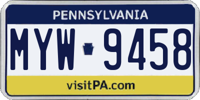PA license plate MYW9458