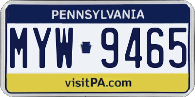 PA license plate MYW9465