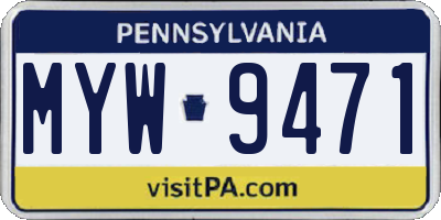 PA license plate MYW9471