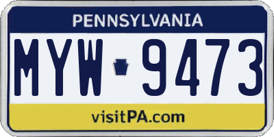 PA license plate MYW9473