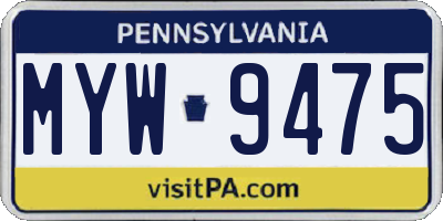 PA license plate MYW9475
