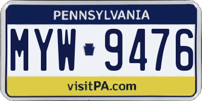 PA license plate MYW9476