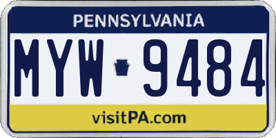 PA license plate MYW9484