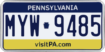 PA license plate MYW9485