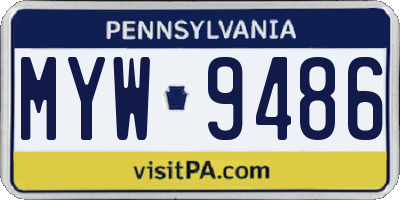 PA license plate MYW9486