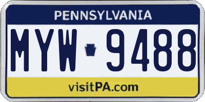 PA license plate MYW9488