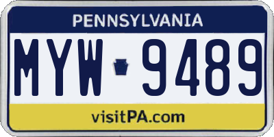 PA license plate MYW9489