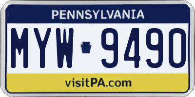 PA license plate MYW9490