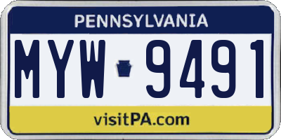 PA license plate MYW9491