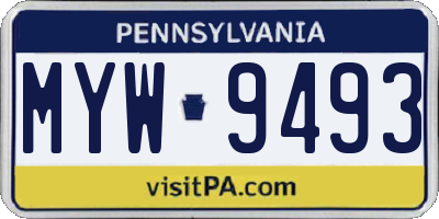 PA license plate MYW9493