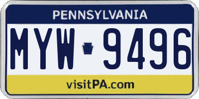 PA license plate MYW9496