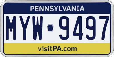 PA license plate MYW9497