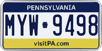 PA license plate MYW9498