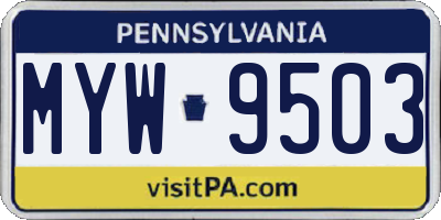 PA license plate MYW9503