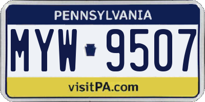 PA license plate MYW9507