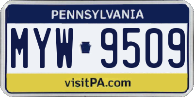 PA license plate MYW9509