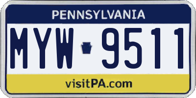 PA license plate MYW9511
