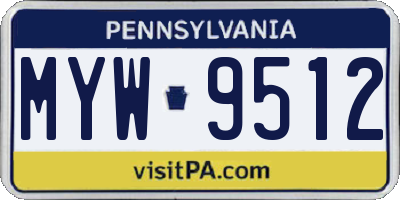 PA license plate MYW9512