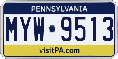 PA license plate MYW9513