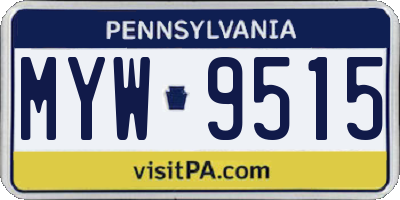 PA license plate MYW9515
