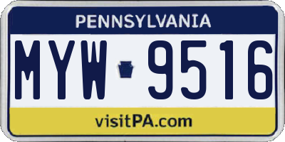 PA license plate MYW9516